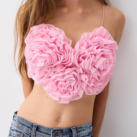 twik Tops - NWT Heart Shaped Flower Tank Top Pink